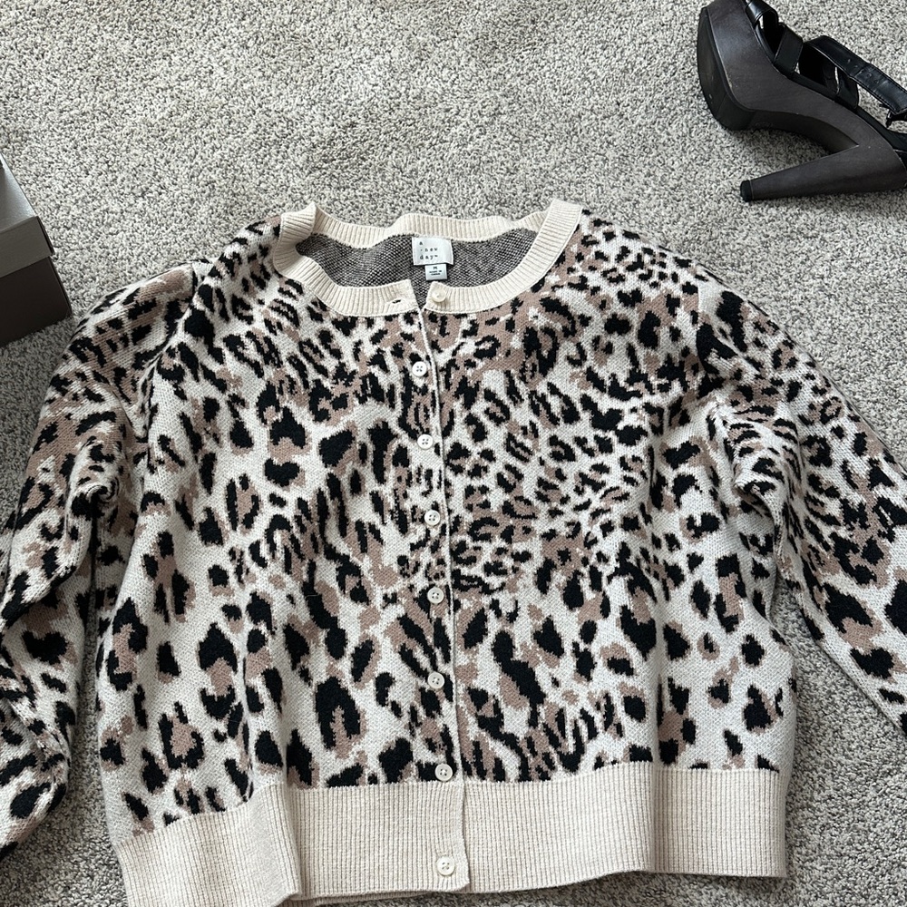 A New Day Leopard Print Cardigan Sweater